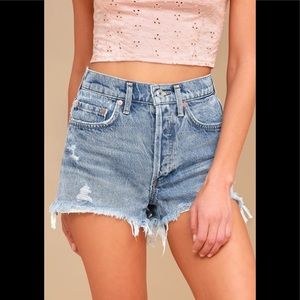 Agolde Size 25 Distressed Jean Shorts hot Jean denim raw hem 5 pocket blue